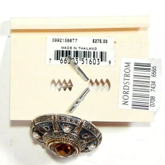 JUDITH JACK Citrine Sterling Silver Marcasite Cocktail Ring NWT - Picture 9 of 11